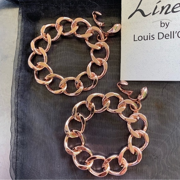 🆕 Linea by Louis Dell’olio Link Earring Set Silver Gunmetal & Goldtone Clip on - Picture 7 of 7